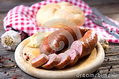 Boiled sausages Stock Photo