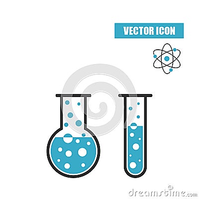 Boiling chemistry flask and test tube icon isolated on white background Vector Illustration