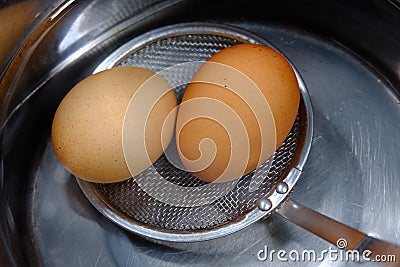 Boiling eggs. Stock Photo