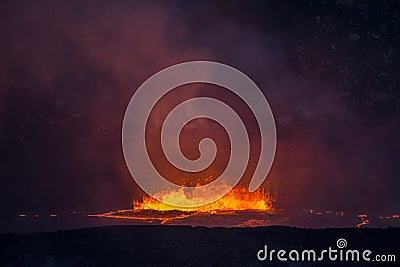 Boiling lava in Kilauea Volcano Stock Photo