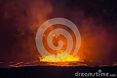 Boiling lava in Kilauea Volcano Stock Photo