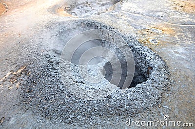 Boiling mudpool in Hverir, Namafjall in northern Iceland Stock Photo