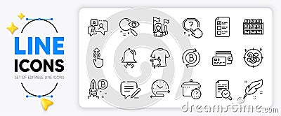Boiling pan, Refresh bitcoin and Dirty t-shirt line icons. For web app. Vector Vector Illustration