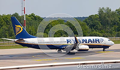Boing 737 - 8AS from Ryanair on airport Editorial Stock Photo