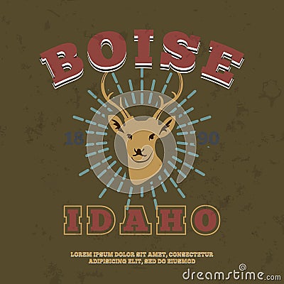 Boise, Idaho. t-shirt graphic print. Vector Vector Illustration