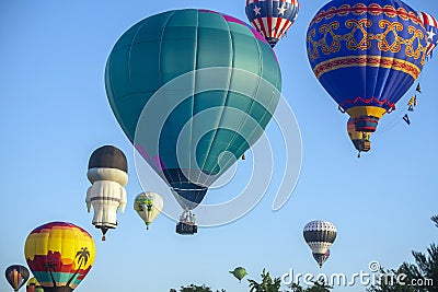 Boise Morning Sky Filled with Hot Air Balloons Stock Photo