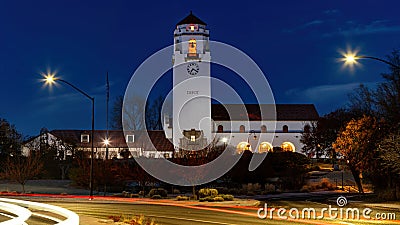 Boise train depot blue hour with street lights Stock Photo