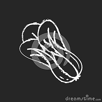 Bok choy chalk white icon on black background Vector Illustration