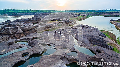 3000 bok unseen beautiful rock of Mekong Editorial Stock Photo