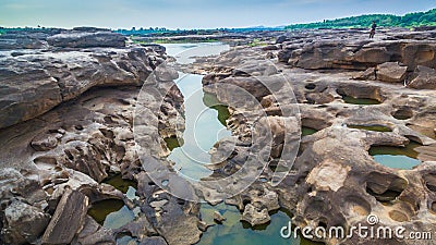 3000 bok unseen beautiful rock of Mekong Editorial Stock Photo