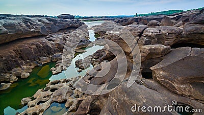 3000 bok unseen beautiful rock of Mekong Editorial Stock Photo