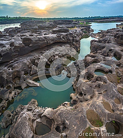 3000 bok unseen beautiful rock of Mekong Stock Photo