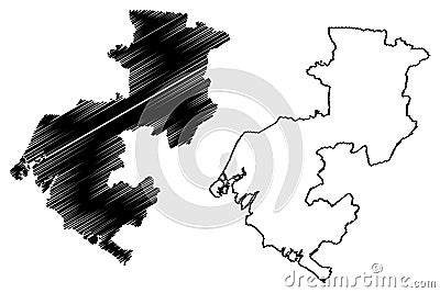 Boke Region Subdivisions of Guinea, Guinea-Conakry, French Guinea map vector illustration, scribble sketch Boke map Vector Illustration