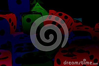 Abstract illustration with colorful game play dice Cartoon Illustration