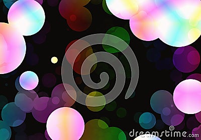 Bokeh backgrounds of multicolored soap bubbles in Chaotic Arrangement Stock Photo