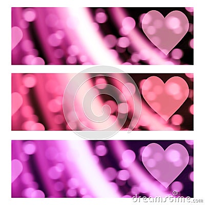 Bokeh Hearts Romantic Valentine Banners Headers Stock Photo