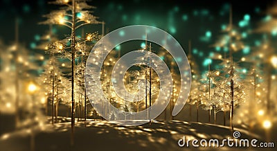 winter celebration light tree card decoration blur holiday bokeh background christmas. Generative AI. Stock Photo