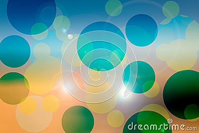 Bokeh image, fluorescent art style, small spherical dot light color, blurry design, vivid pattern Stock Photo