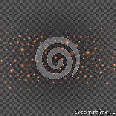 Bokeh light orange sparkles on transparency background vector illustration. Vector Illustration