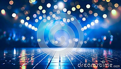 a bokeh neon karaoke show theater glowing concert spotlight performance stage lights glow event party shiny nightclub disco night Stock Photo