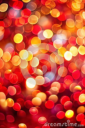 Bokeh red background of design abstract. Festive red bokeh. Christmas background. Abstract colorful defocused circular facula. Stock Photo