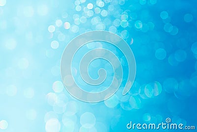 Bokeh soft pastel blue and white background with blurred lights. Stock Photo