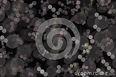bokeh stamped spread light white grey color on black background by program computer Abstract art rough texture artwork. Stock Photo