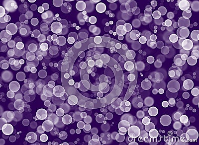 Decorative dark purple background with bright white round elements. Bokeh texture. Stock Photo