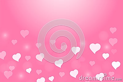 Valentine Heart and love light bokeh in pink background Vector Illustration