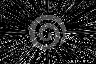 Bokeh white lines on black background, abstraction, abstract speed light motion blur texture, star particle or space traveling, Stock Photo