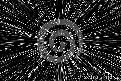Bokeh white lines on black background, abstraction, abstract speed light motion blur texture, star particle or space traveling, Stock Photo