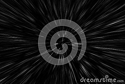 Bokeh white lines on black background, abstraction, abstract speed light motion blur texture, star particle or space traveling, Stock Photo