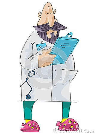 A physician holds notebook. Vector Illustration