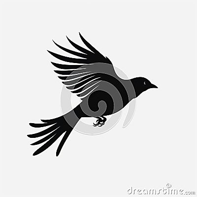 Bold Black Bird Icon: Subtle Realism In Clean Design Cartoon Illustration