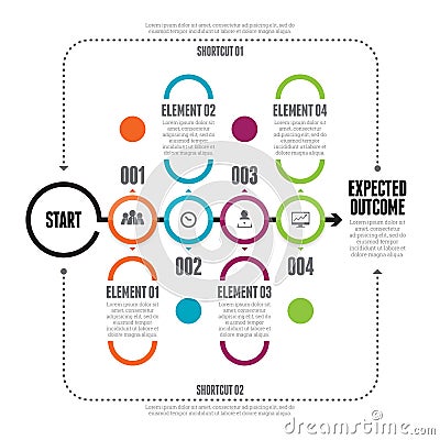 Bold Circle Line Chain Infographic Vector Illustration