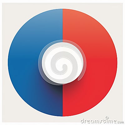 Bold Color-blocked Circles On White Background: Interactive Media With Subtle Use Of Color Stock Photo