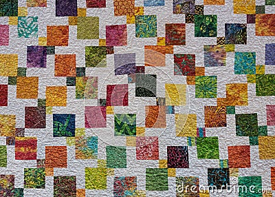 Bold Colored Squares Across Quilt Stock Photo