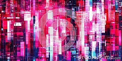 A bold, colorful abstract background with digital glitch effects. The pixelated, distorted patterns Stock Photo