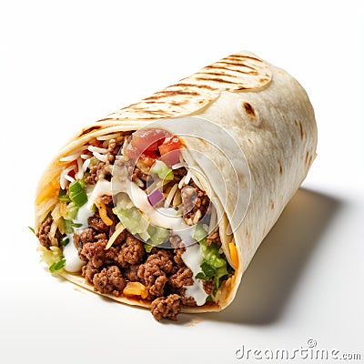 Bold And Colorful Jcore Burrito With Lettuce, Cheese, And Meat Stock Photo