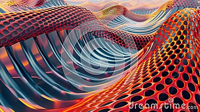 Bold and contrasting colors merge and overlap forming a striking and dynamic abstract mesh sure to capture attention Stock Photo
