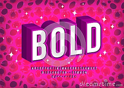 Bold 3d Font. Alphabet letters, numbers and symbols. Typography design vector Vector Illustration