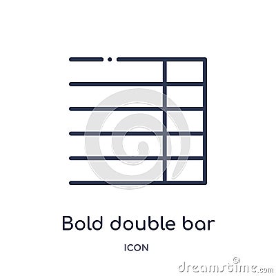 Bold double bar icon from music and media outline collection. Thin line bold double bar icon isolated on white background Vector Illustration