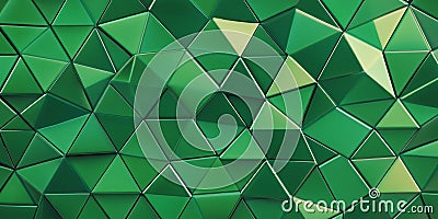 Bold emerald green background with a 3D triangular block structure. The high-tech wall texture, Ai ganerated Stock Photo