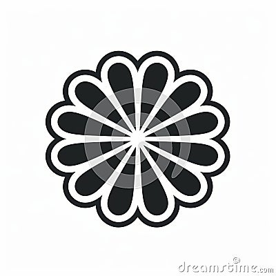 Bold Flower Design Icon In Ssaku Hanga Style On White Background Cartoon Illustration