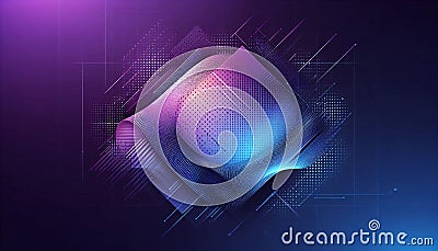 Bold Geometry: High-Resolution Abstract Background with Halftone Patterns in Violet and Indigo Stock Photo