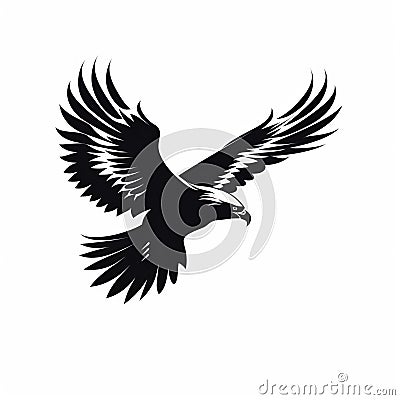 Bold Graphic Eagle Silhouette: Decorative Relief Tattoo Design Cartoon Illustration