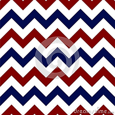 Red, White, and Blue Chevron Seamless Pattern Vector Illustration