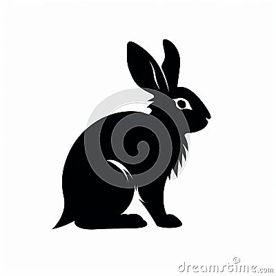 Bold Graphic Silhouette Of A Cute Rabbit - Whistlerian Style Stock Photo