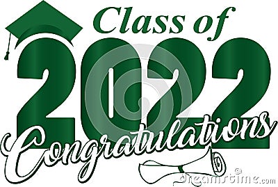 Bold Green Class of 2022 Congratulations Vector Illustration