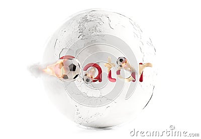 Bold letters Qatar with creative fire soccer ball 3d-illustration. elements of this image furnished by NASA Cartoon Illustration